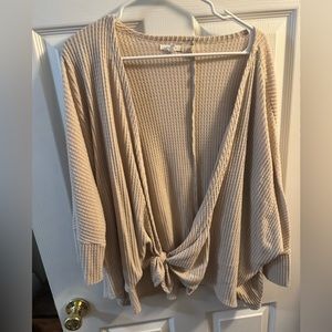 Beige front tie cardigan